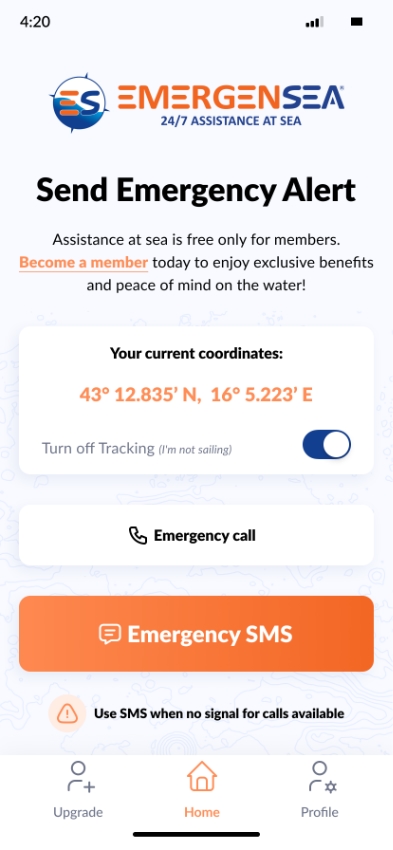 EmergenSea Live Tracking app